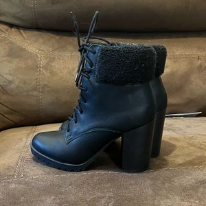 Black lace up booties